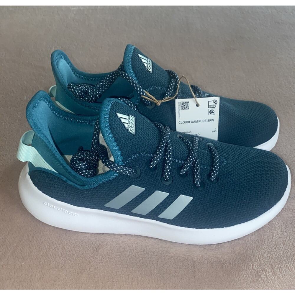 Adidas Cloudfoam Pure SPW kids shoes ID5907 in Teal Blue Size 1 1/2 Youth